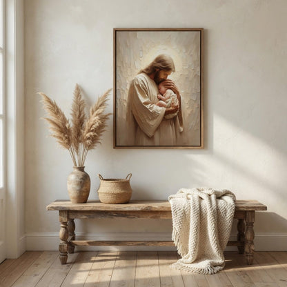Jesus Segurando um Bebê em ambiente decorado 4
