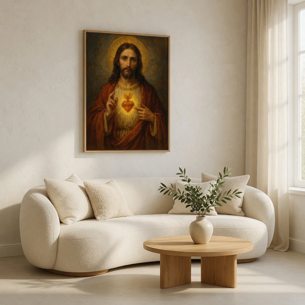 Sagrado Coração de Jesus I em ambiente decorado 1