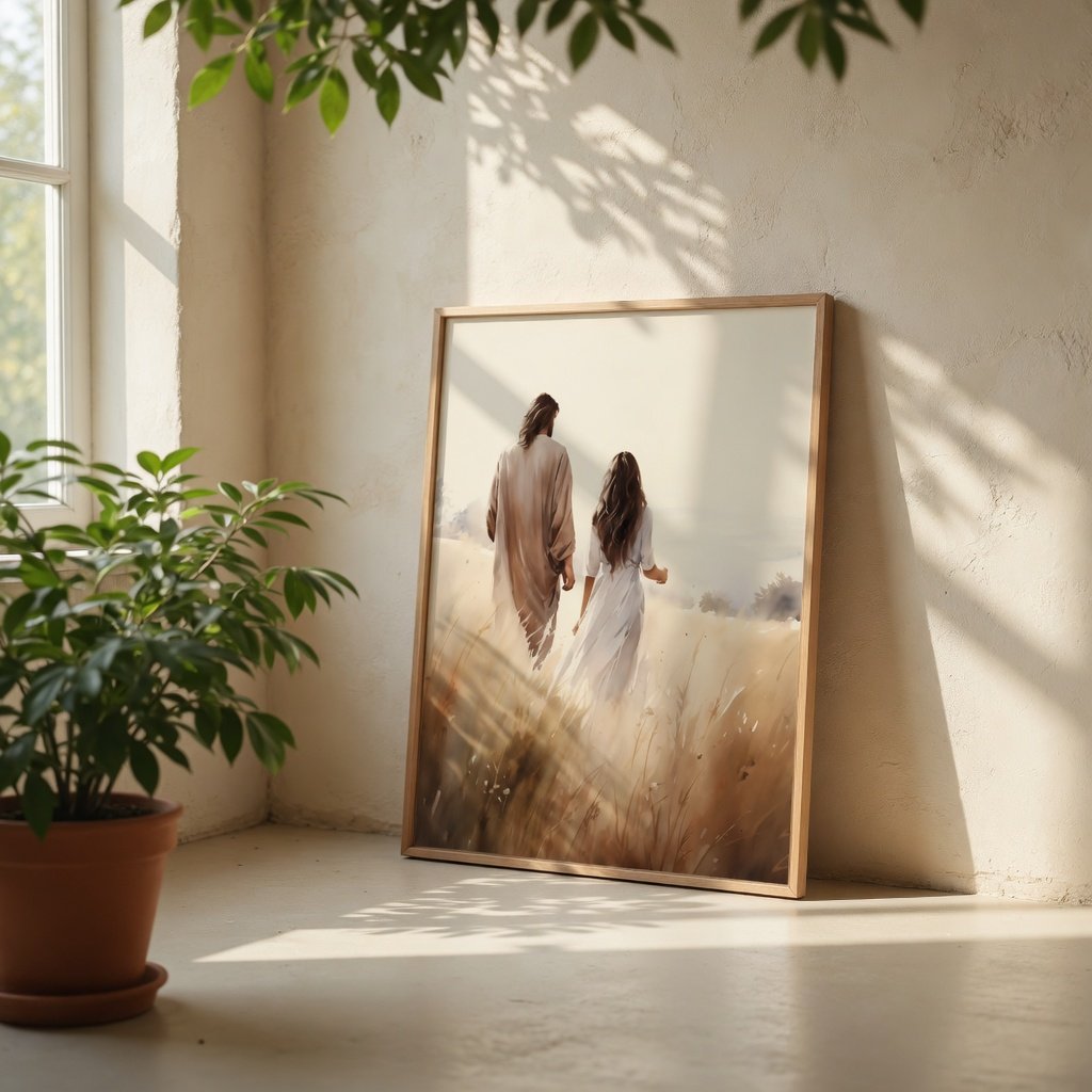 Jesus Caminhando com uma Mulher em ambiente decorado 7