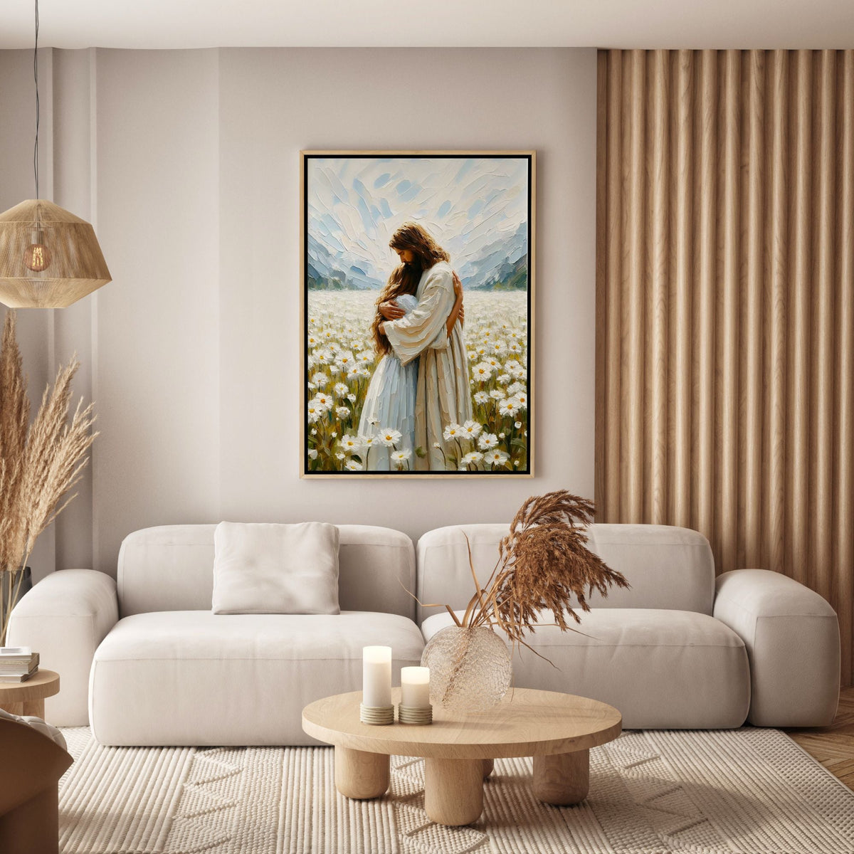 Jesus Abraçando uma Mulher - Quadro em Tela