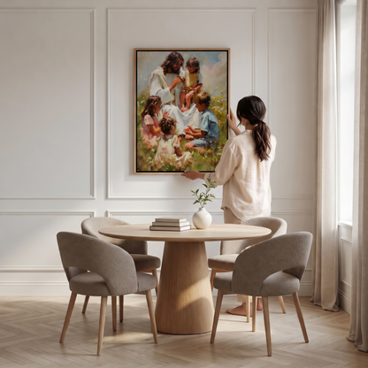 Jesus Brincando com Crianças - Quadro em Tela na parede