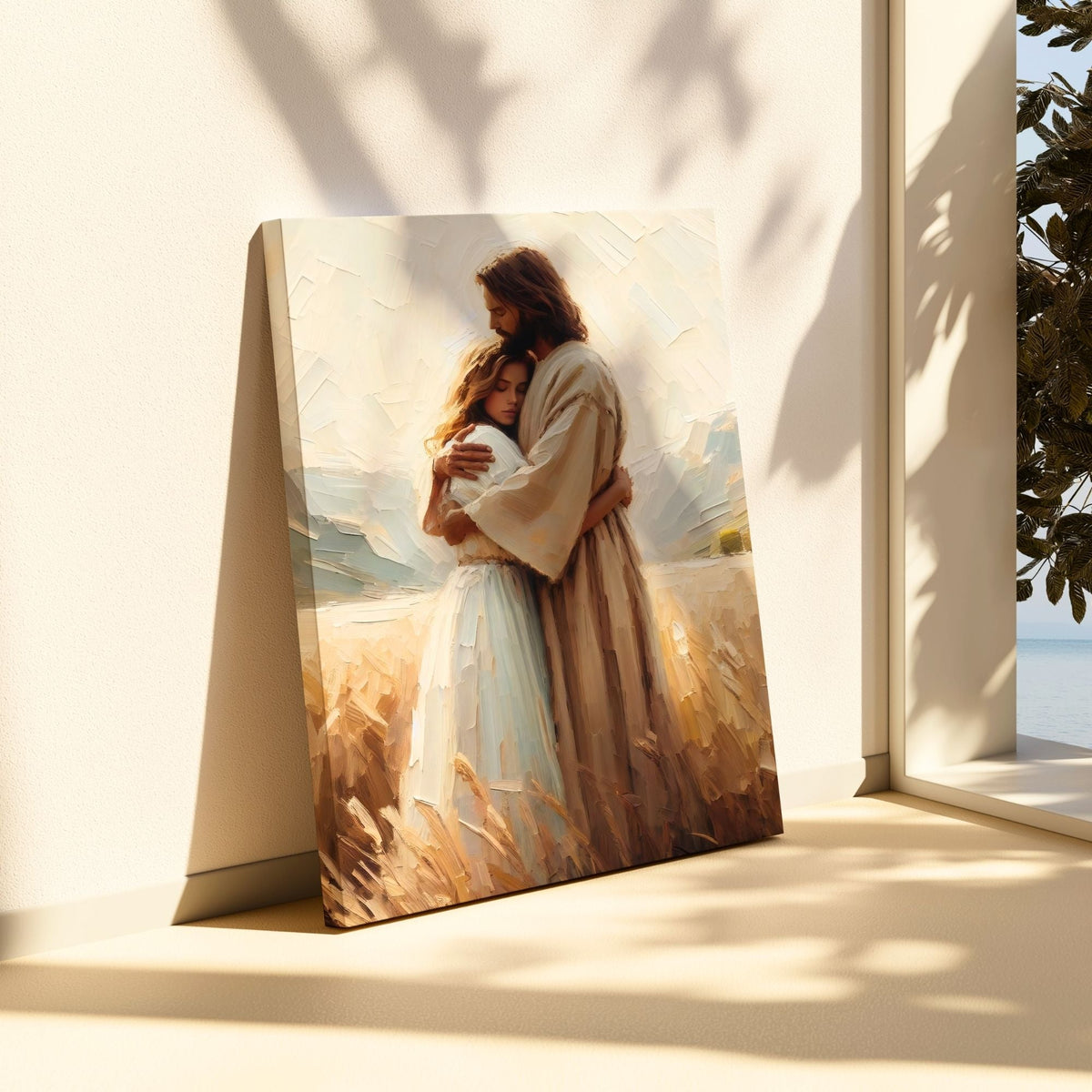 Jesus Abraçando uma Mulher II - Quadro em Tela
