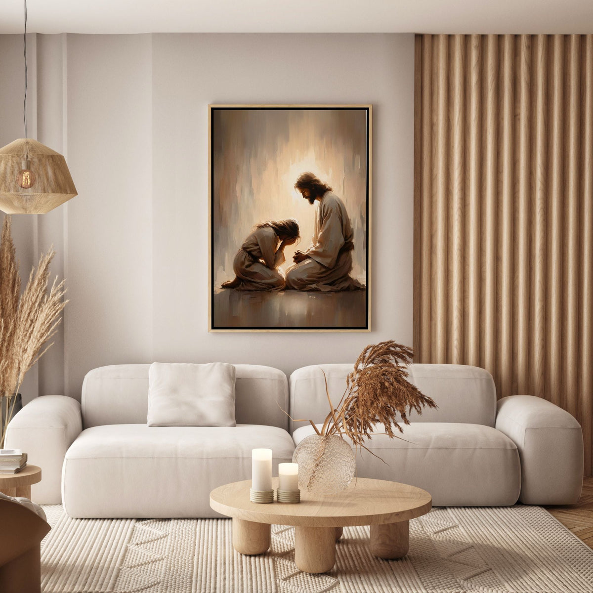 Menina Chorando com Jesus - Quadro em Tela