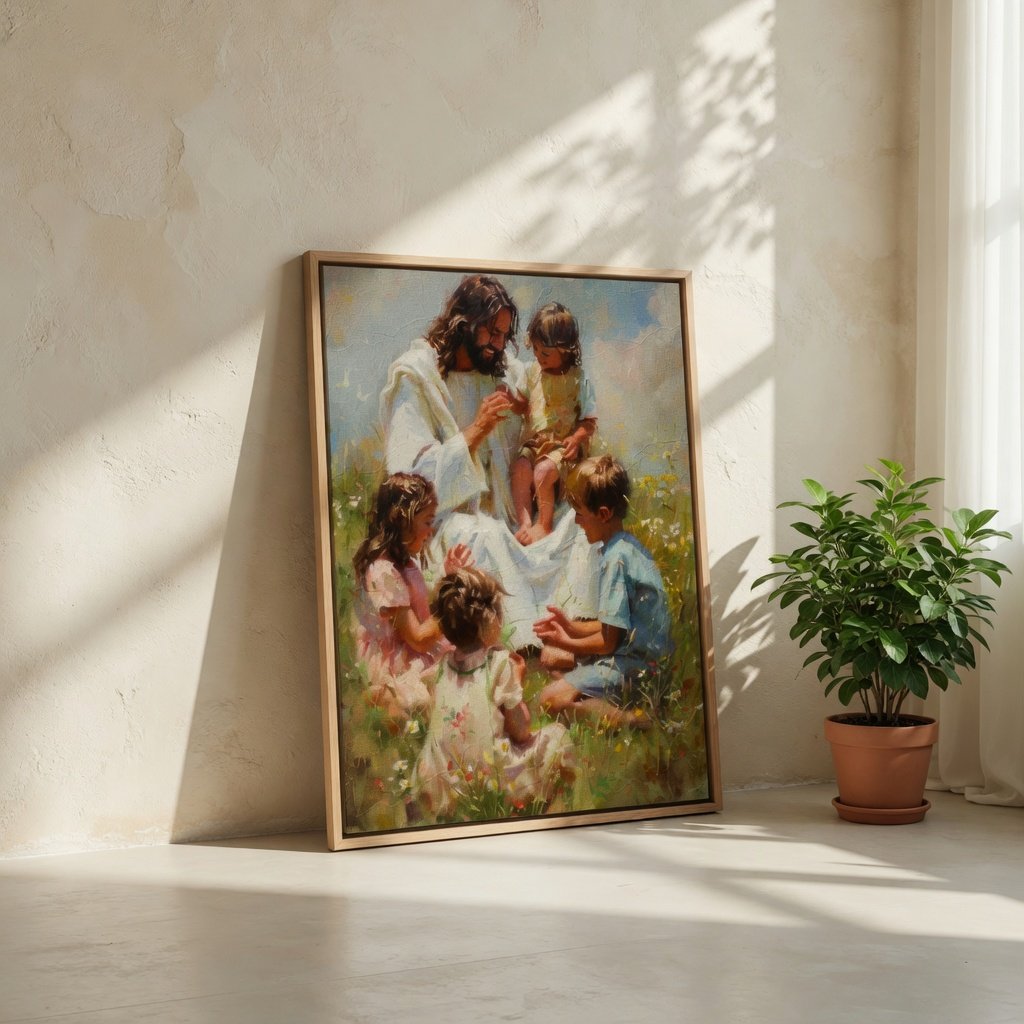 Jesus Brincando com Crianças em ambiente decorado 7