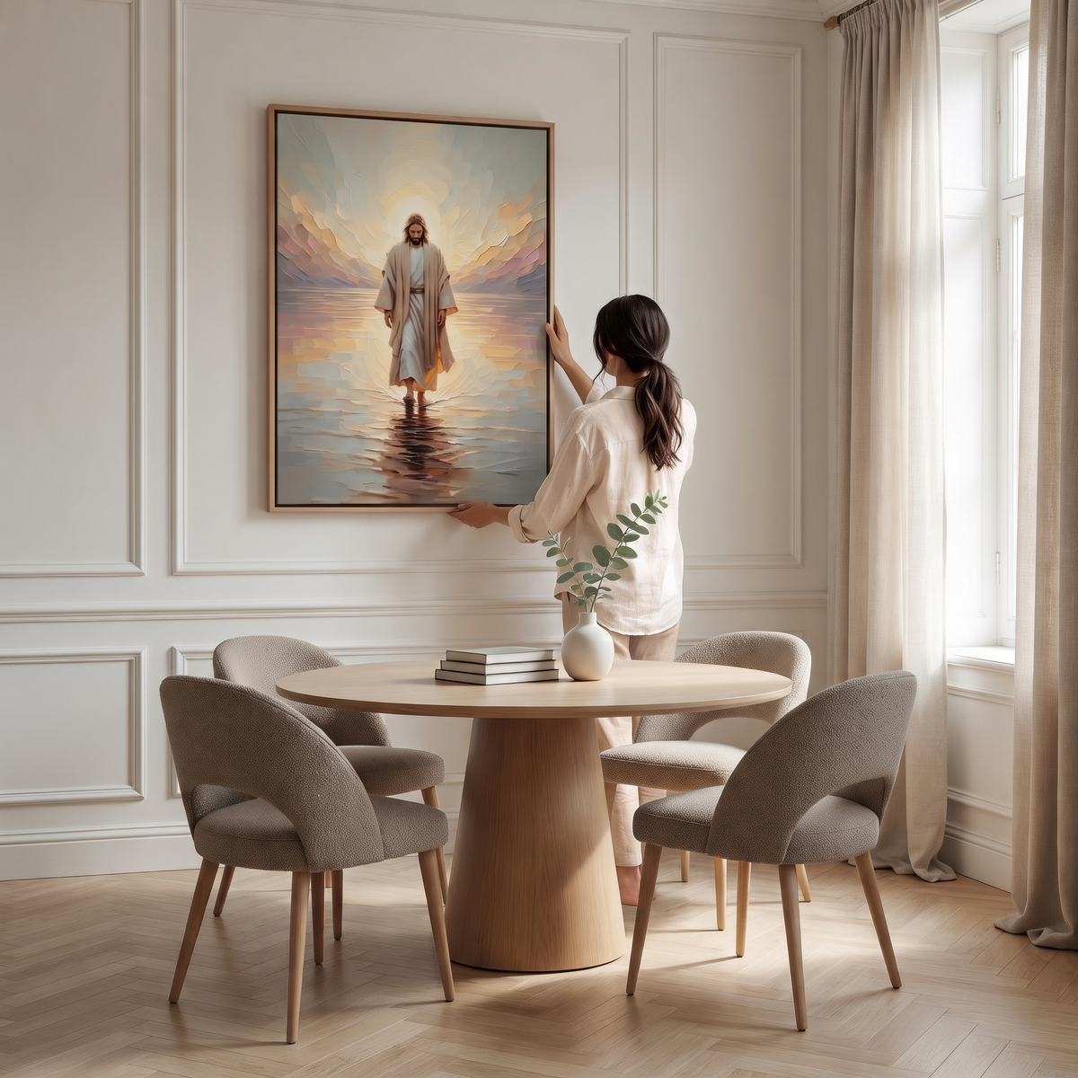 Jesus Andando sobre as Águas III - Quadro em Tela na parede