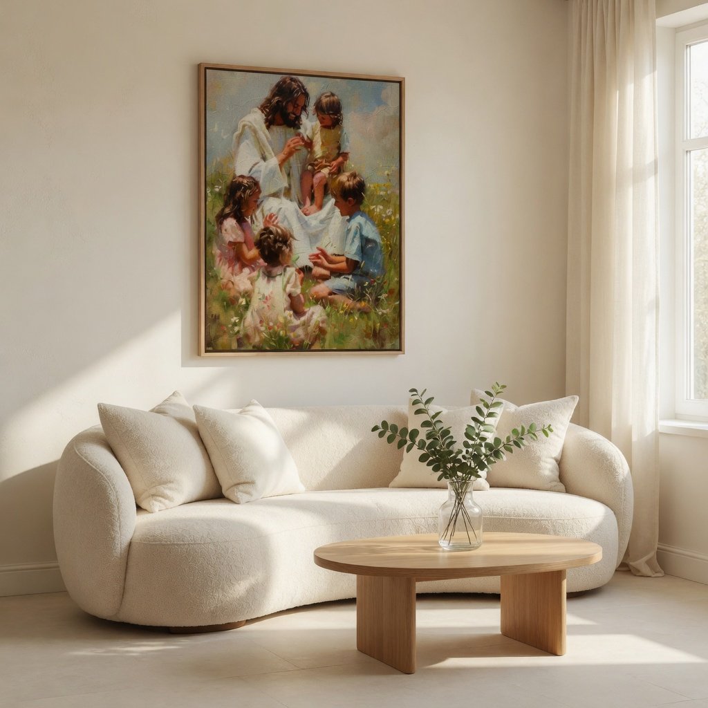 Jesus Brincando com Crianças em ambiente decorado 1