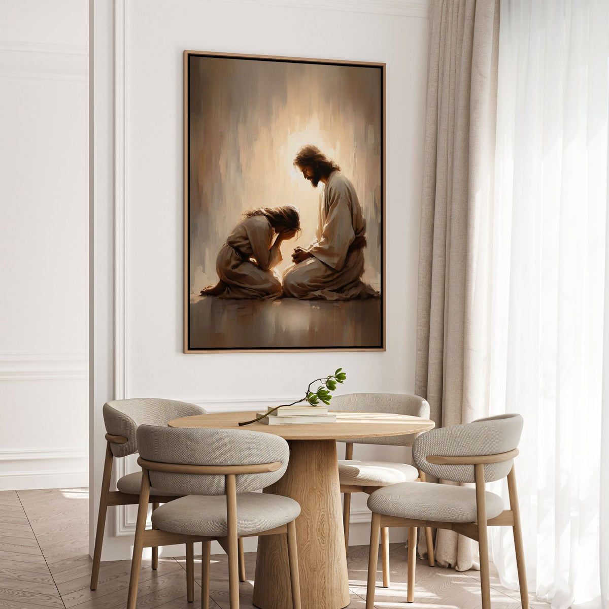 Menina Chorando com Jesus - Quadro em Tela