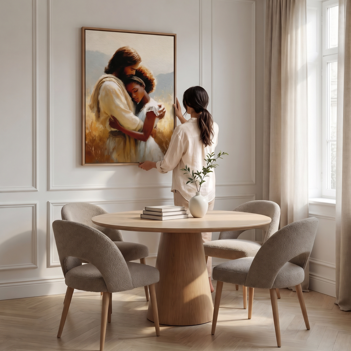 Jesus Abraçando uma Mulher III - Quadro em Tela na parede