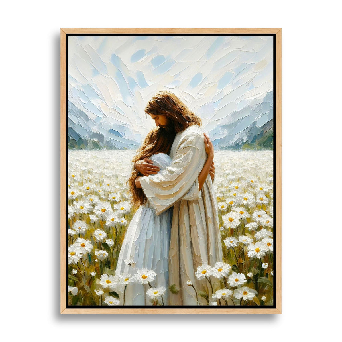 Jesus Abraçando uma Mulher - Quadro em Tela