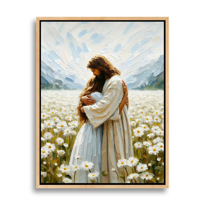 Jesus Abraçando uma Mulher - Quadro em Tela
