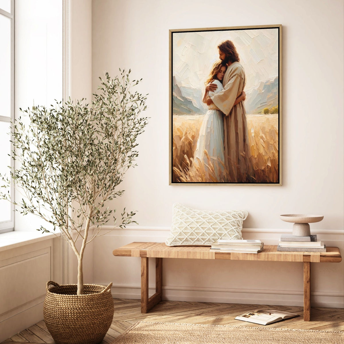 Jesus Abraçando uma Mulher II - Quadro em Tela