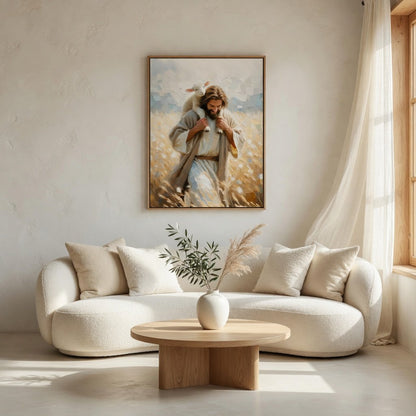 Jesus Levando o Cordeirinho para Casa em ambiente decorado 1
