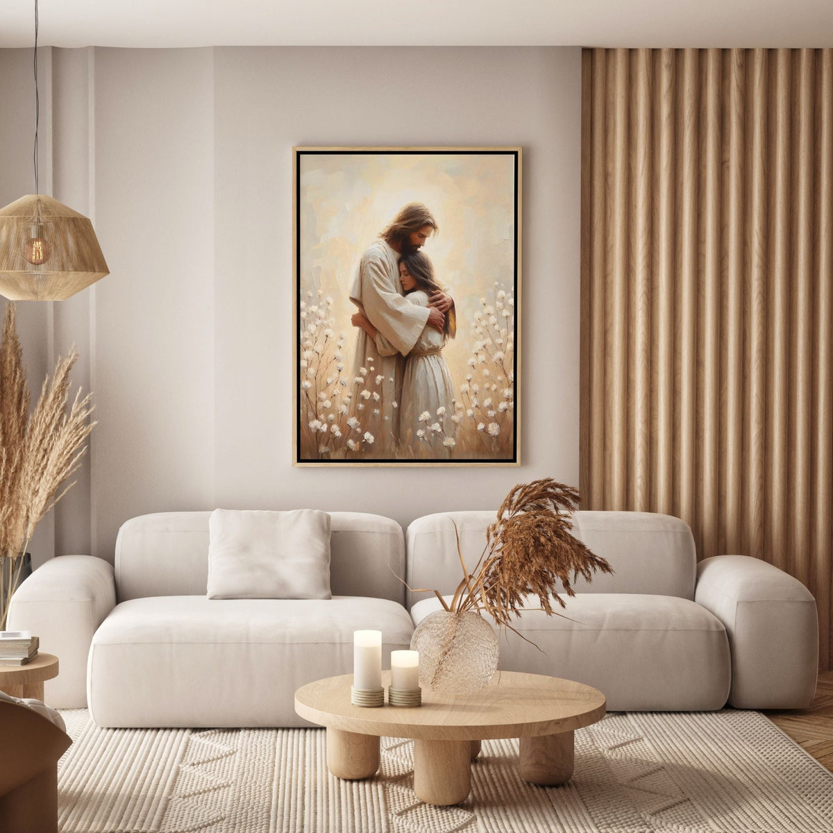 Jesus Abraçando uma Mulher IV - Quadro em Tela