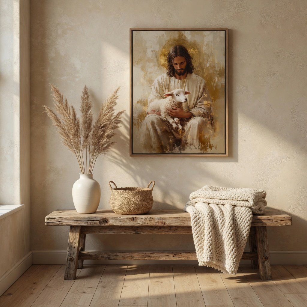 Jesus e o Cordeiro em ambiente decorado 4