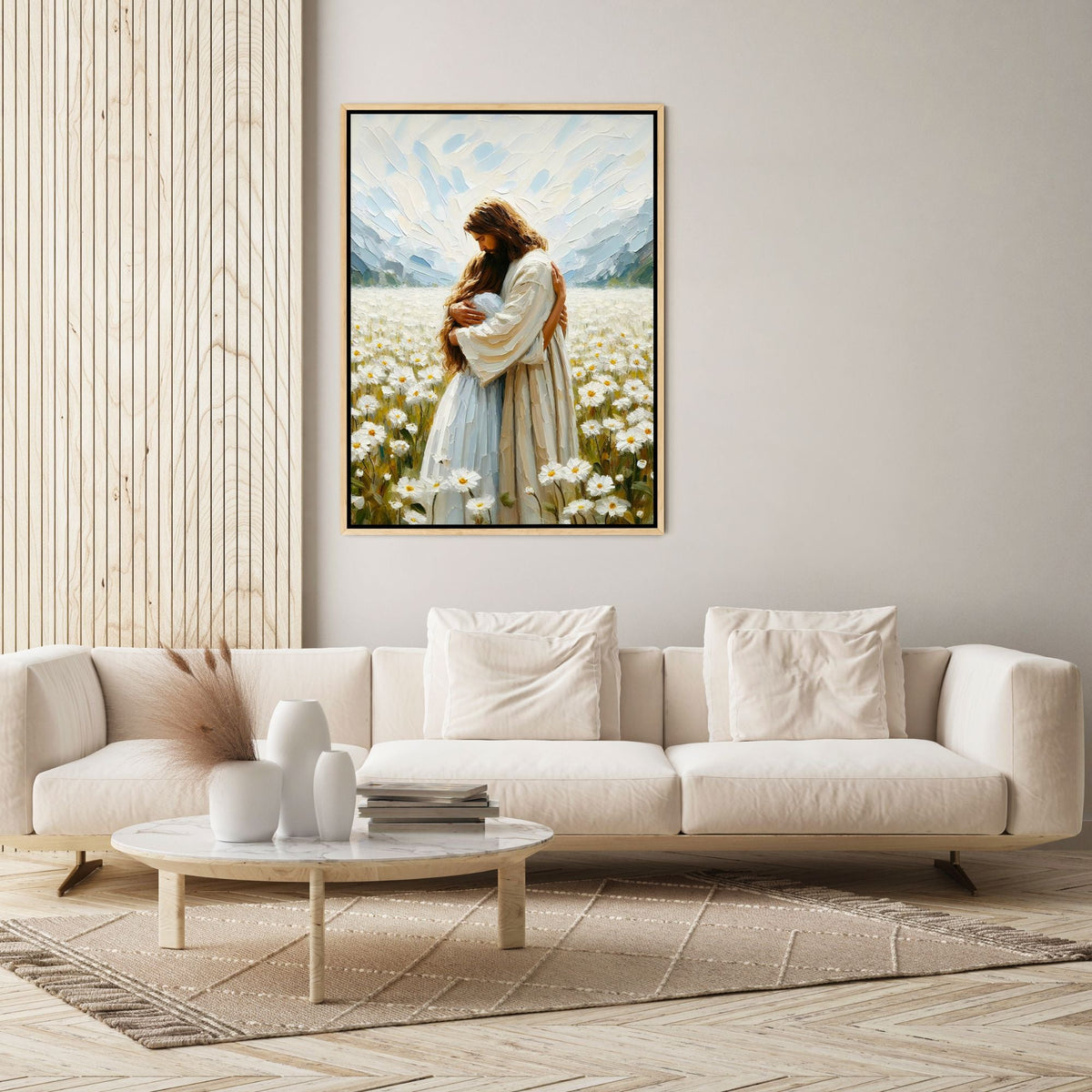 Jesus Abraçando uma Mulher - Quadro em Tela