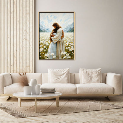 Jesus Abraçando uma Mulher - Quadro em Tela