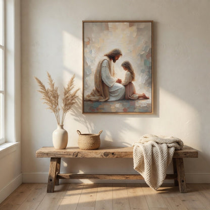 Jesus Orando com uma Menina em ambiente decorado 4