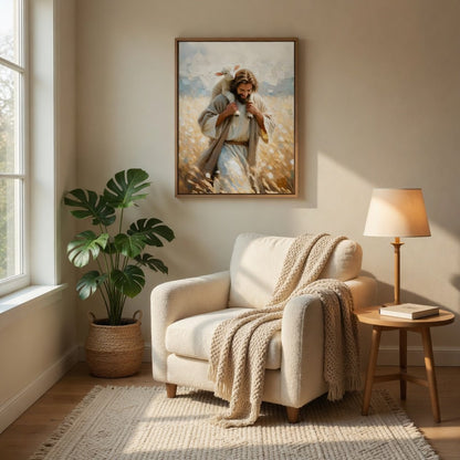 Jesus Levando o Cordeirinho para Casa em ambiente decorado 6