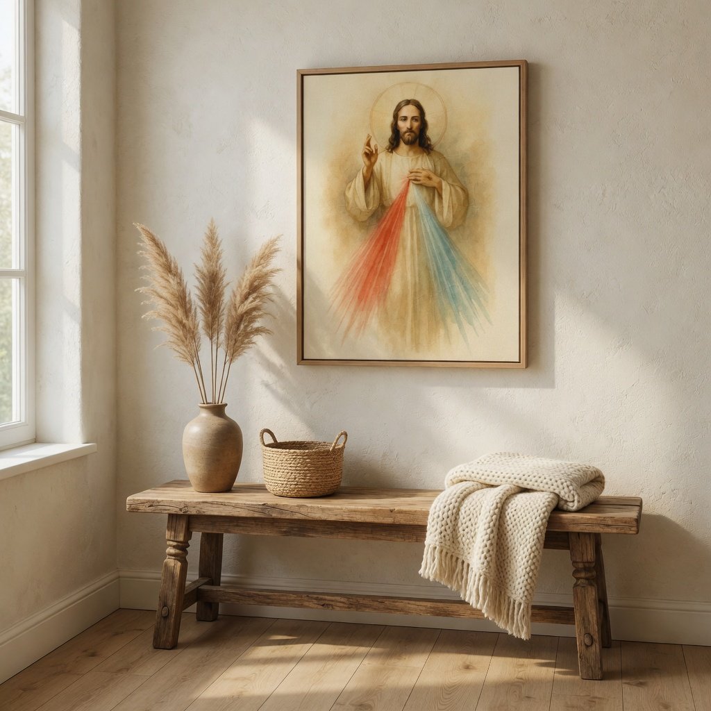Divina Misericórdia de Cristo em ambiente decorado 4