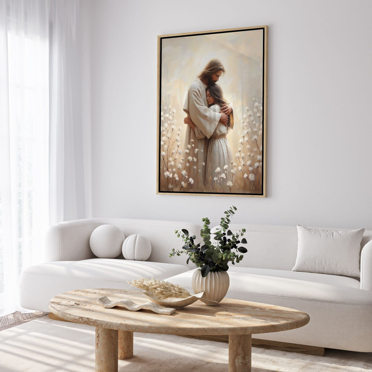 Jesus Abraçando uma Mulher IV - Quadro em Tela