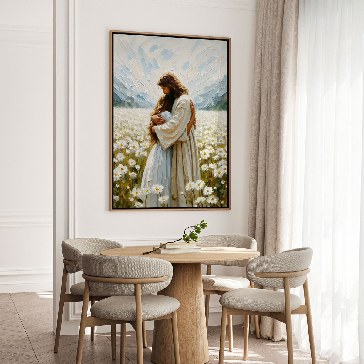 Jesus Abraçando uma Mulher - Quadro em Tela