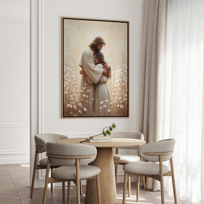 Jesus Abraçando uma Mulher IV - Quadro em Tela