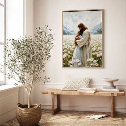 Jesus Abraçando uma Mulher - Quadro em Tela