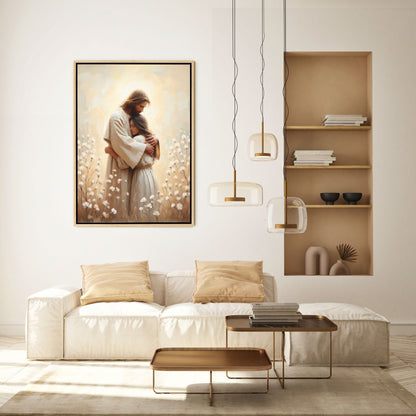 Jesus Abraçando uma Mulher IV - Quadro em Tela