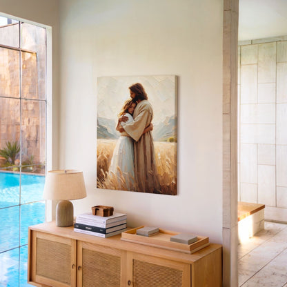 Jesus Abraçando uma Mulher II - Quadro em Tela