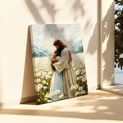 Jesus Abraçando uma Mulher - Quadro em Tela