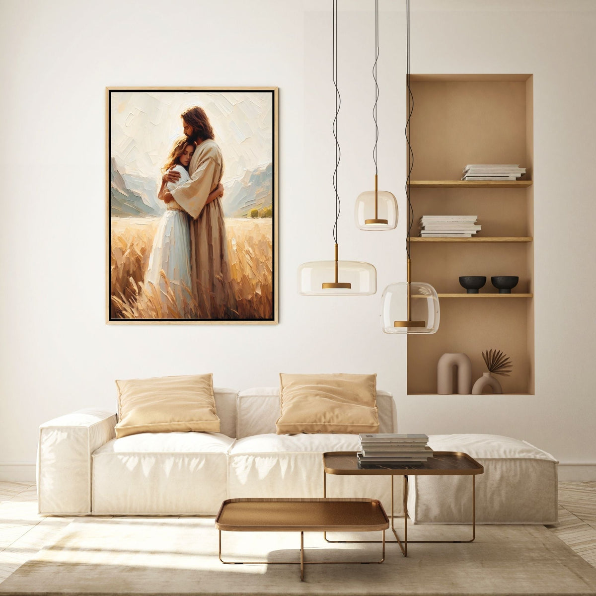 Jesus Abraçando uma Mulher II - Quadro em Tela