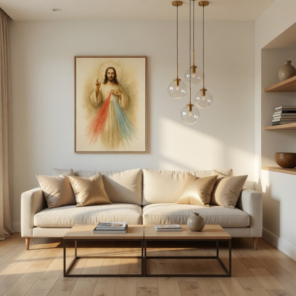 Divina Misericórdia de Cristo em ambiente decorado 6