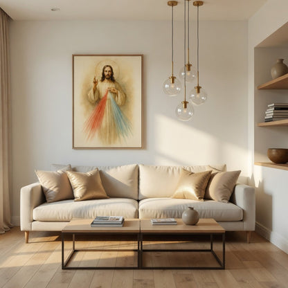 Divina Misericórdia de Cristo em ambiente decorado 6