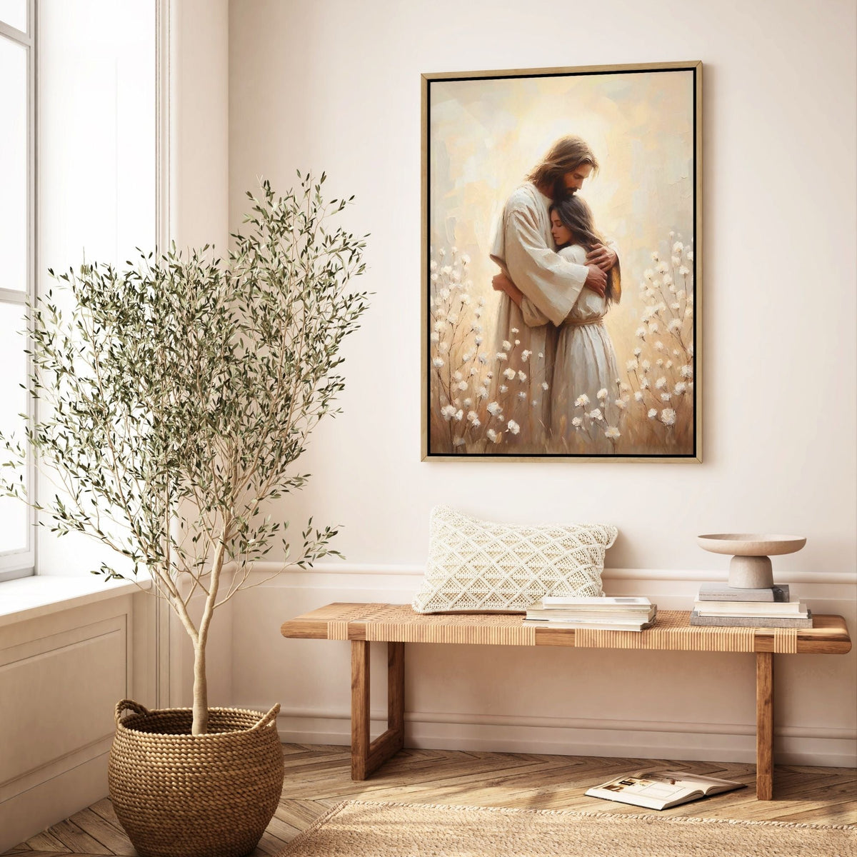 Jesus Abraçando uma Mulher IV - Quadro em Tela