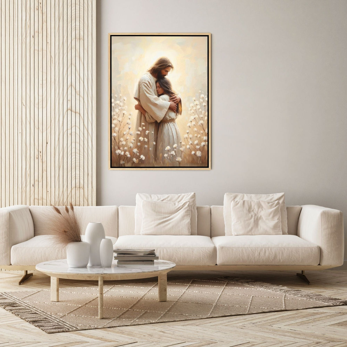 Jesus Abraçando uma Mulher IV - Quadro em Tela
