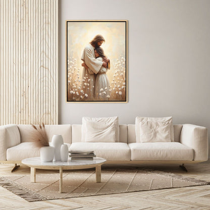 Jesus Abraçando uma Mulher IV - Quadro em Tela