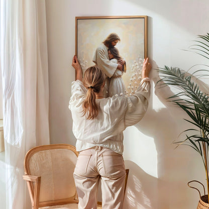 Jesus Abraçando uma Mulher IV - Quadro em Tela