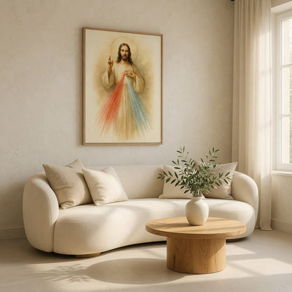 Divina Misericórdia de Cristo em ambiente decorado 1