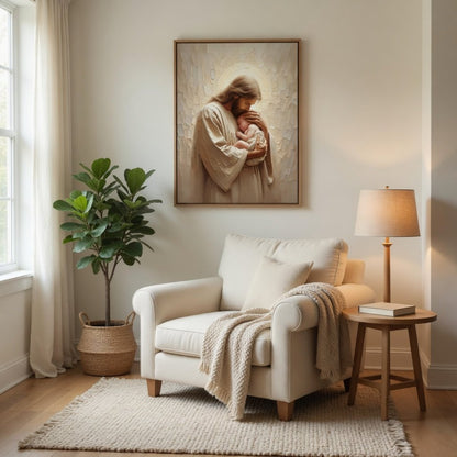 Jesus Segurando um Bebê em ambiente decorado 8